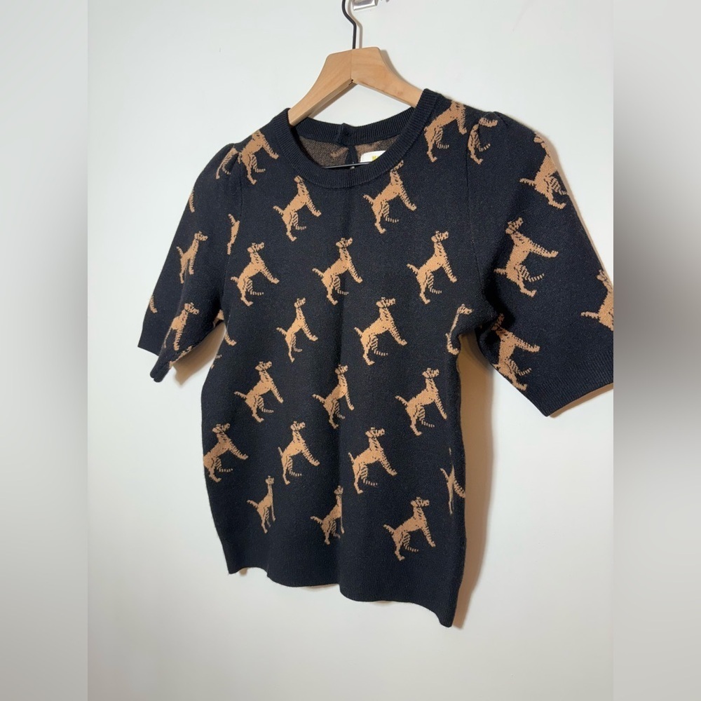 Anthropologie Maeve Harmon Jacquard Sweater Sz XS Dog Print - Picture 6 of 10